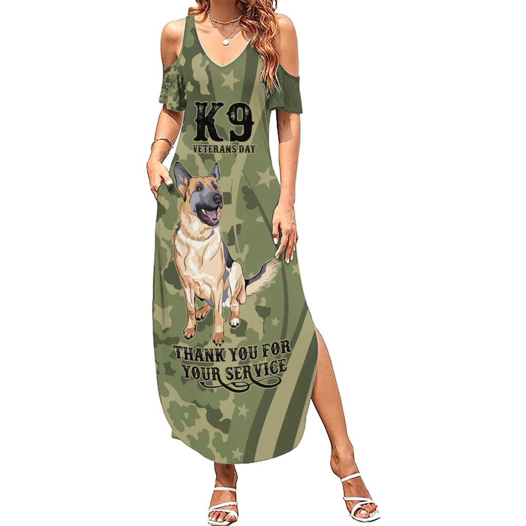 United States Canine Personalized Summer Maxi Dress USA Military K9s Camouflage