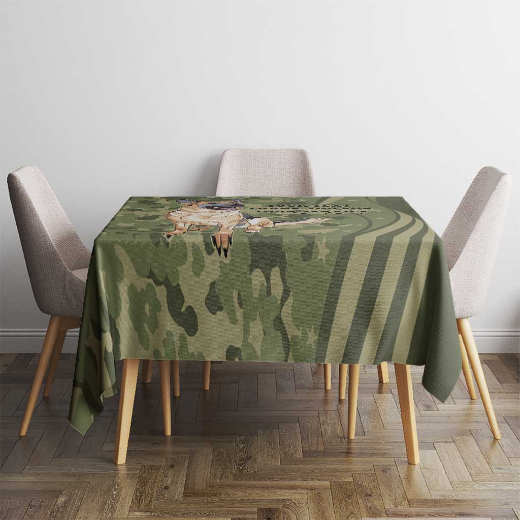 United States Canine Personalized Tablecloth USA Military K9s Camouflage