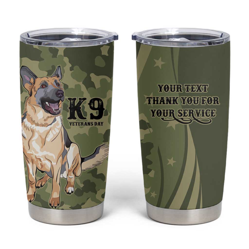 United States Canine Personalized Tumbler Cup USA Military K9s Camouflage