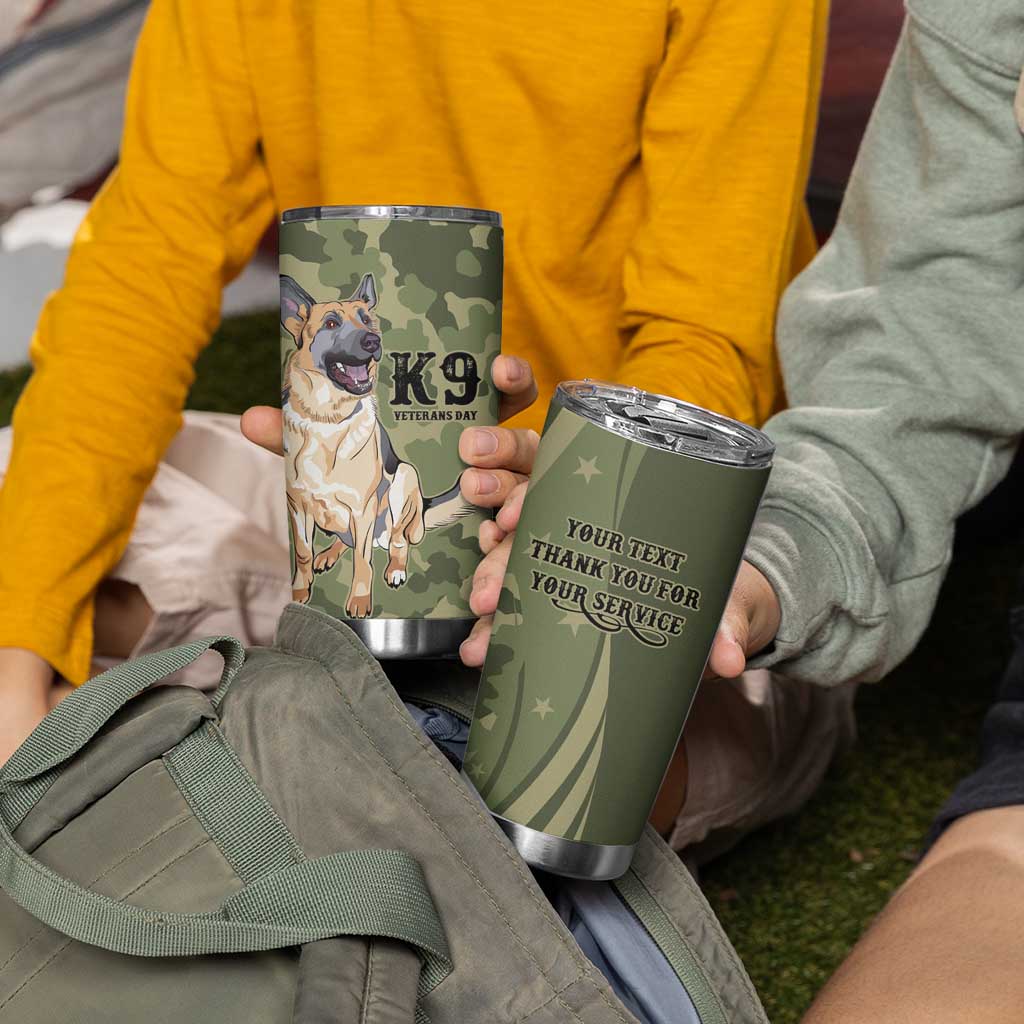 United States Canine Personalized Tumbler Cup USA Military K9s Camouflage