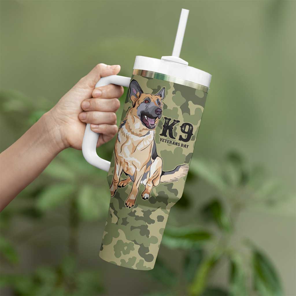 United States Canine Personalized Tumbler With Handle USA Military K9s Camouflage