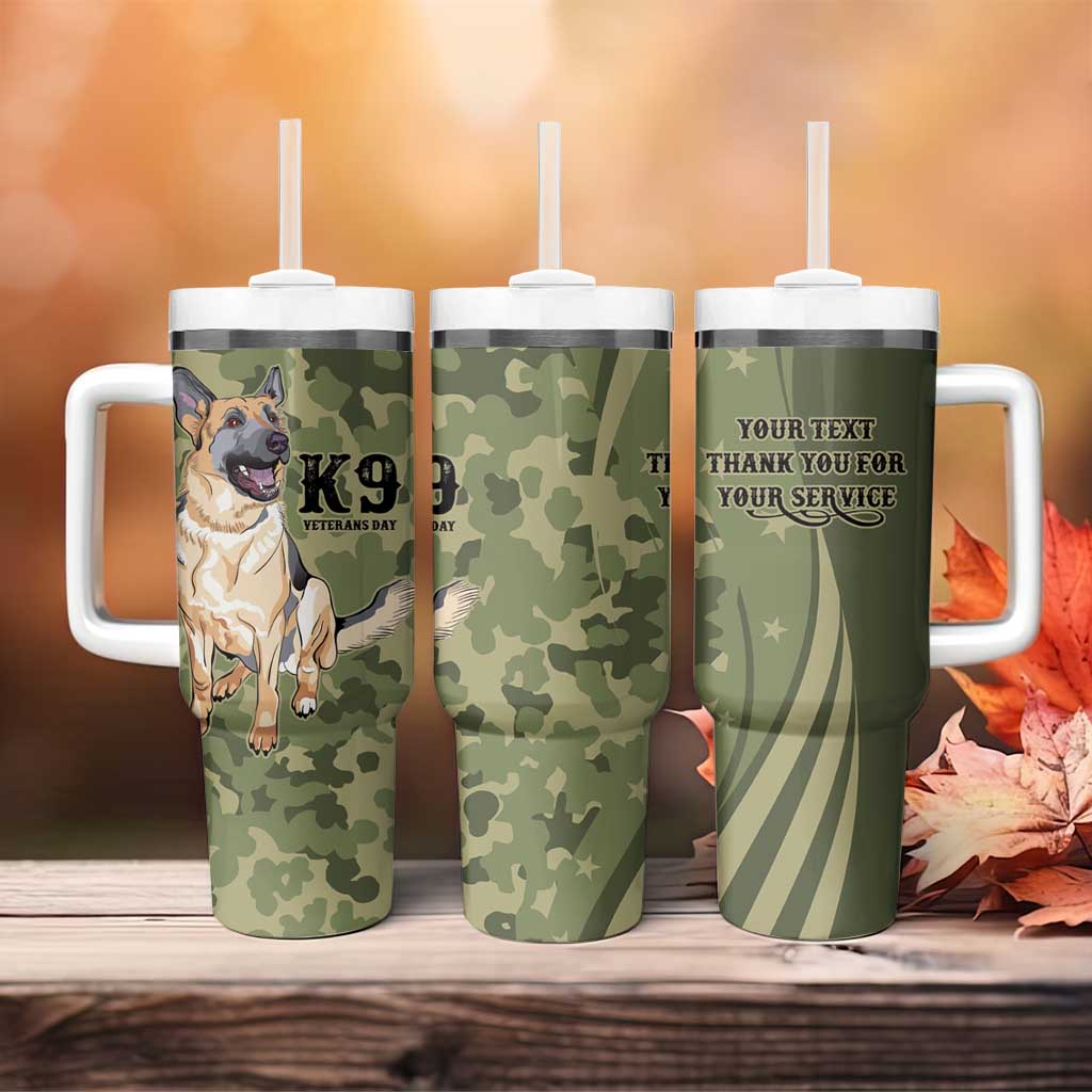 United States Canine Personalized Tumbler With Handle USA Military K9s Camouflage
