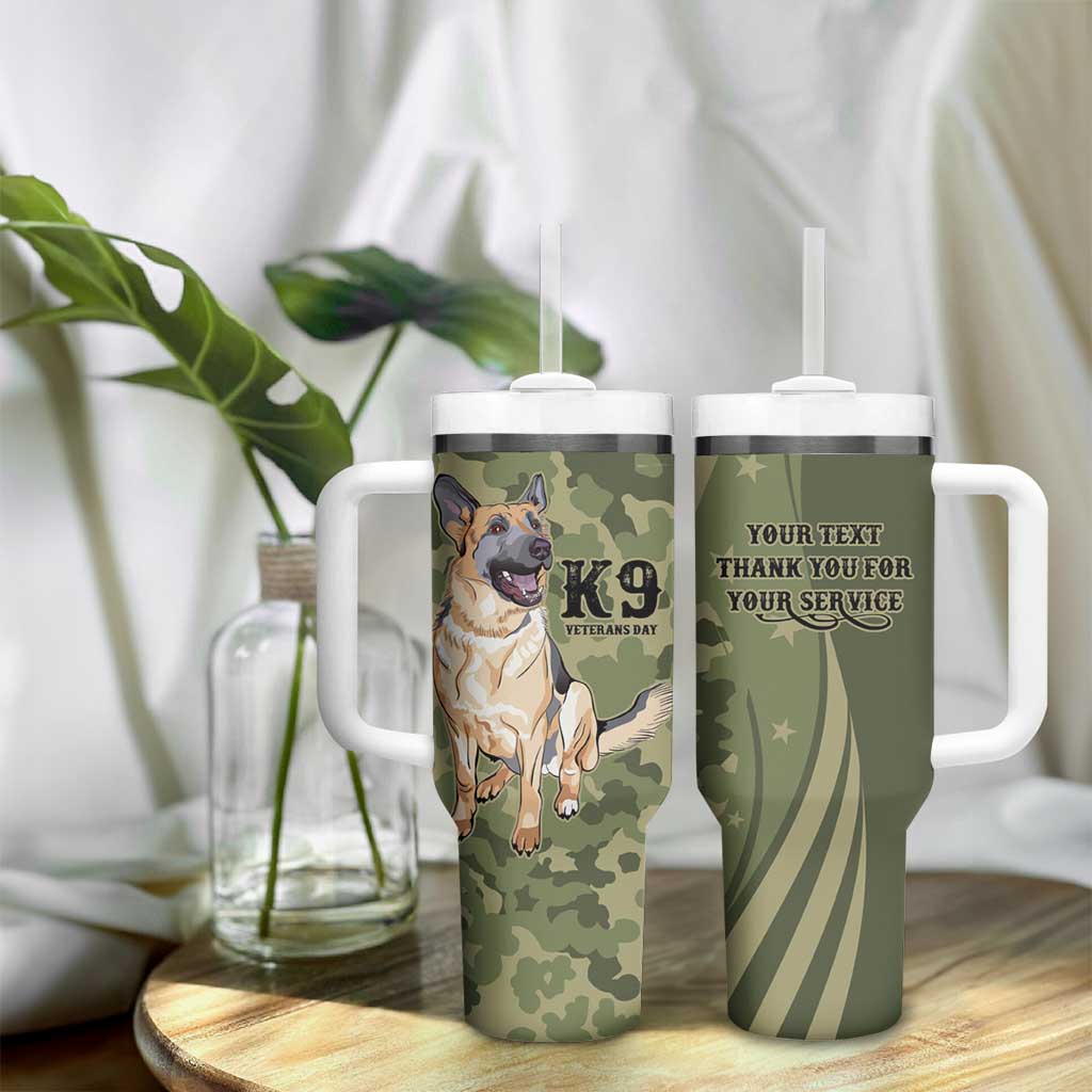 United States Canine Personalized Tumbler With Handle USA Military K9s Camouflage