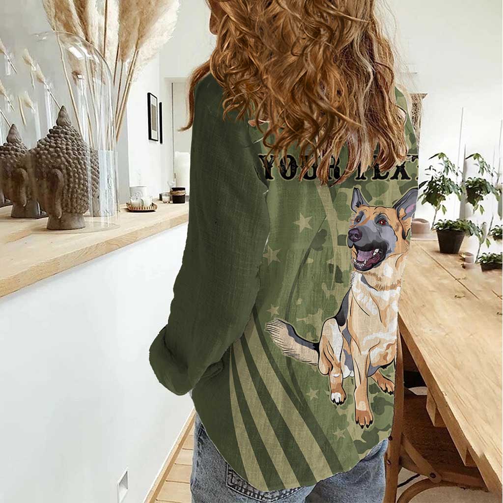 United States Canine Personalized Women Casual Shirt USA Military K9s Camouflage