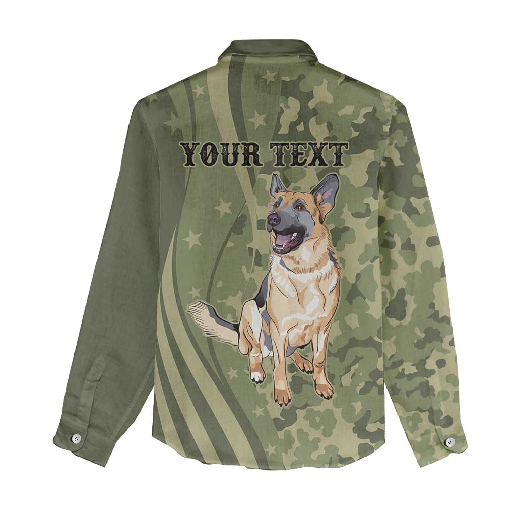 United States Canine Personalized Women Casual Shirt USA Military K9s Camouflage