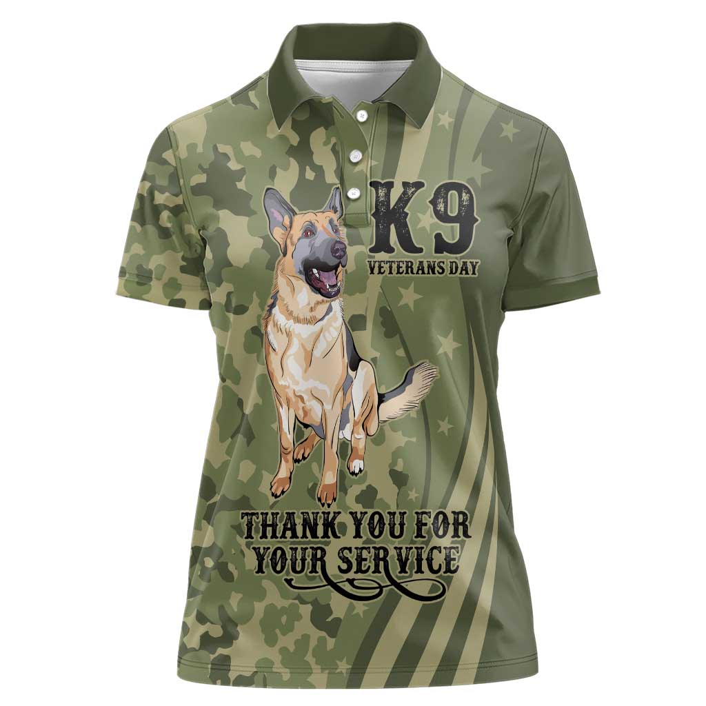United States Canine Personalized Women Polo Shirt USA Military K9s Camouflage