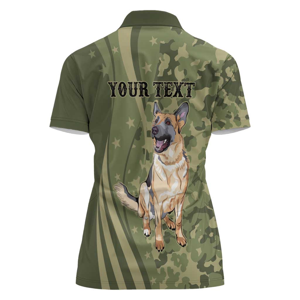 United States Canine Personalized Women Polo Shirt USA Military K9s Camouflage