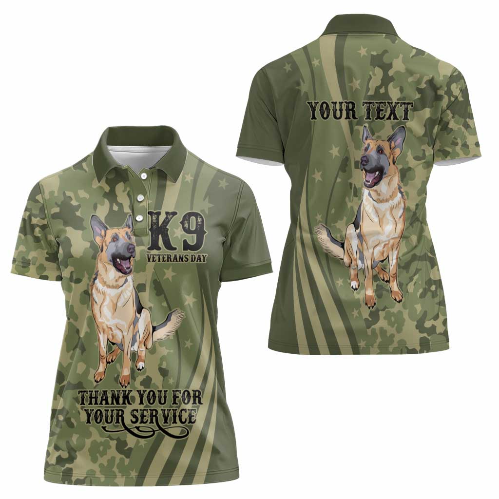 United States Canine Personalized Women Polo Shirt USA Military K9s Camouflage