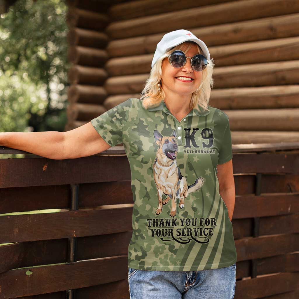 United States Canine Personalized Women Polo Shirt USA Military K9s Camouflage