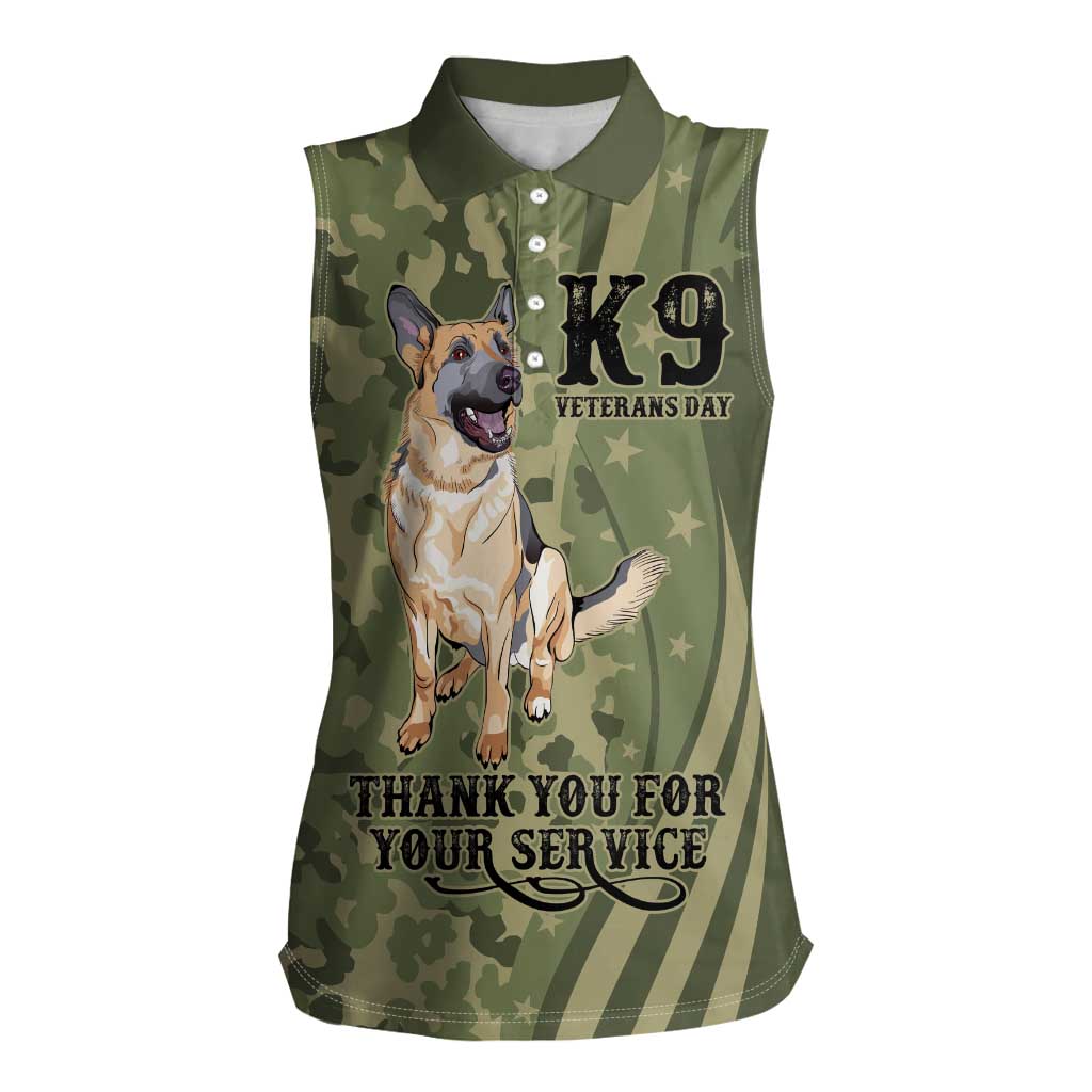 United States Canine Personalized Women Sleeveless Polo Shirt USA Military K9s Camouflage
