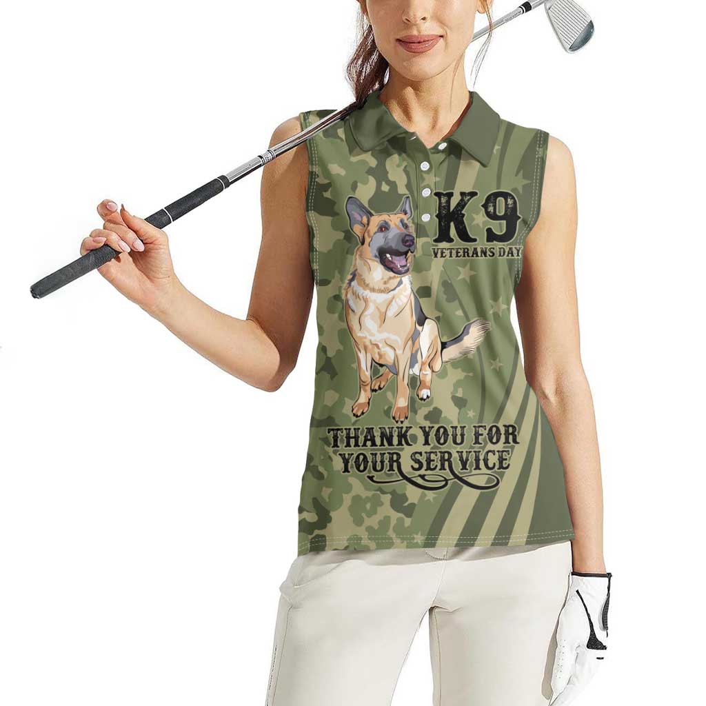 United States Canine Personalized Women Sleeveless Polo Shirt USA Military K9s Camouflage