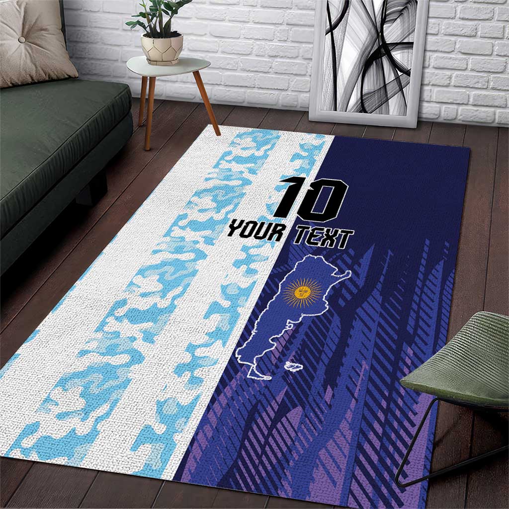 Argentina Football Custom Area Rug Vamos La Albiceleste Half Version