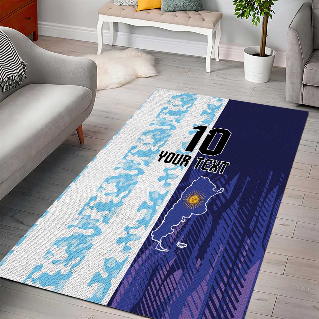 Argentina Football Custom Area Rug Vamos La Albiceleste Half Version