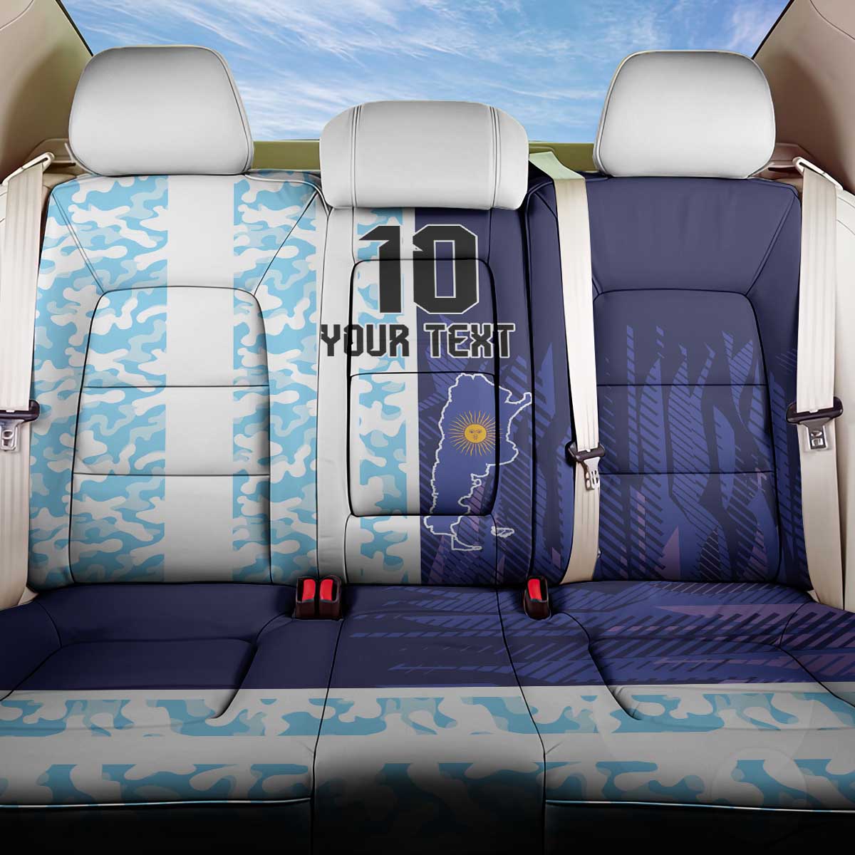 Argentina Football Custom Back Car Seat Cover Vamos La Albiceleste Half Version