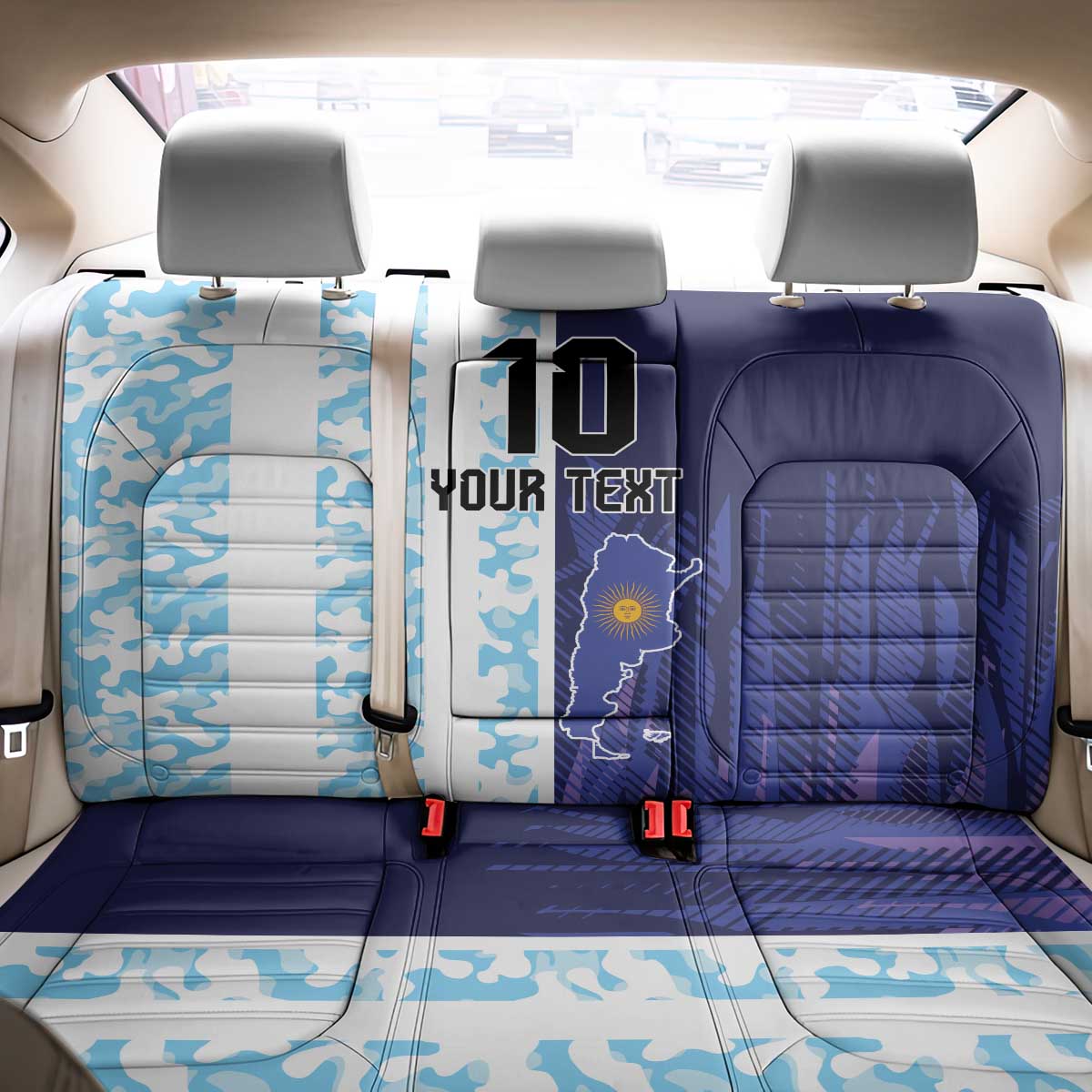 Argentina Football Custom Back Car Seat Cover Vamos La Albiceleste Half Version