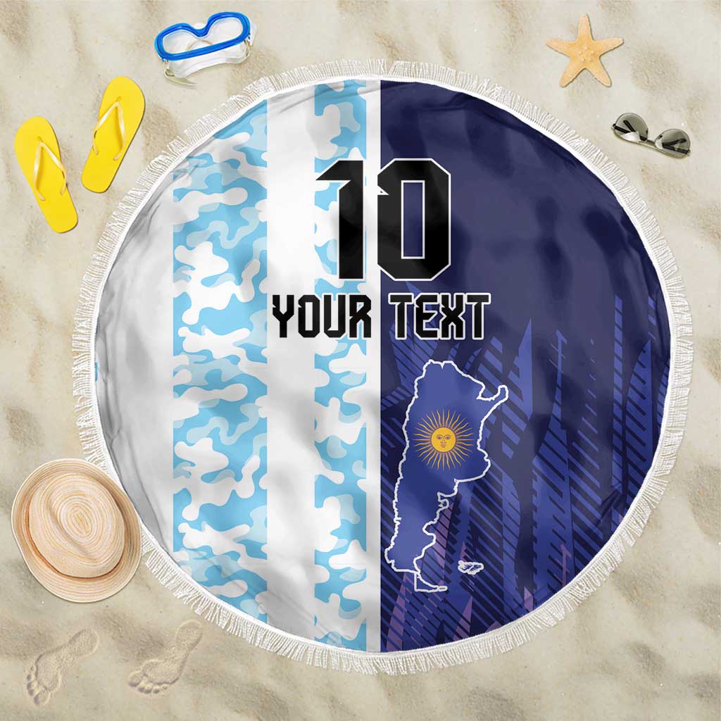 Argentina Football Custom Beach Blanket Vamos La Albiceleste Half Version