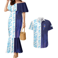 Argentina Football Custom Couples Matching Mermaid Dress and Hawaiian Shirt Vamos La Albiceleste Half Version