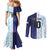 Argentina Football Custom Couples Matching Mermaid Dress and Long Sleeve Button Shirt Vamos La Albiceleste Half Version