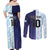 Argentina Football Custom Couples Matching Off Shoulder Maxi Dress and Long Sleeve Button Shirt Vamos La Albiceleste Half Version
