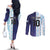 Argentina Football Custom Couples Matching Off The Shoulder Long Sleeve Dress and Long Sleeve Button Shirt Vamos La Albiceleste Half Version