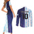 Argentina Football Custom Couples Matching Short Sleeve Bodycon Dress and Long Sleeve Button Shirt Vamos La Albiceleste Half Version