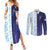 Argentina Football Custom Couples Matching Summer Maxi Dress and Long Sleeve Button Shirt Vamos La Albiceleste Half Version