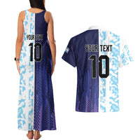 Argentina Football Custom Couples Matching Tank Maxi Dress and Hawaiian Shirt Vamos La Albiceleste Half Version