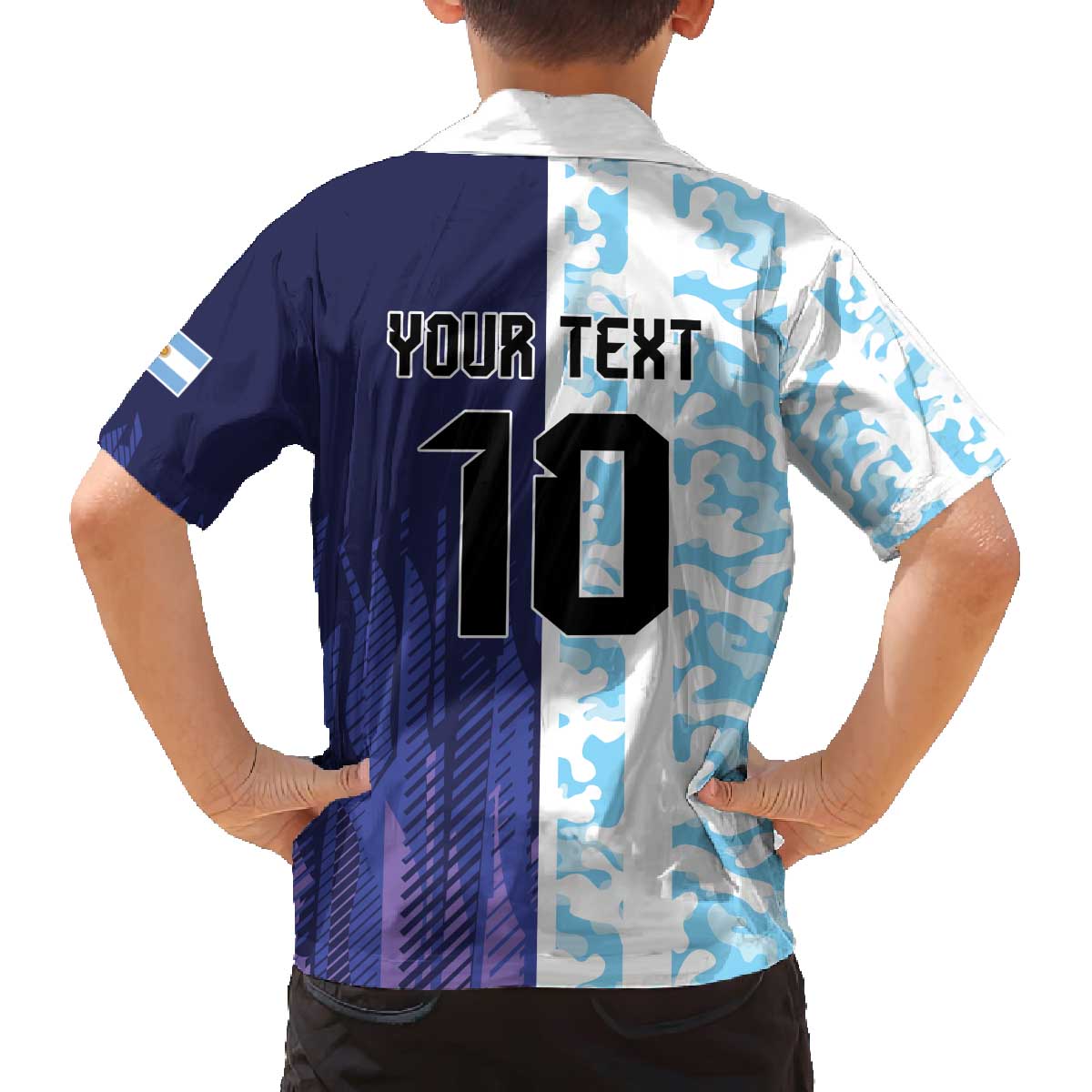 Argentina Football Custom Family Matching Off The Shoulder Long Sleeve Dress and Hawaiian Shirt Vamos La Albiceleste Half Version