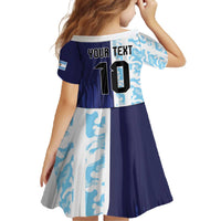 Argentina Football Custom Family Matching Off The Shoulder Long Sleeve Dress and Hawaiian Shirt Vamos La Albiceleste Half Version