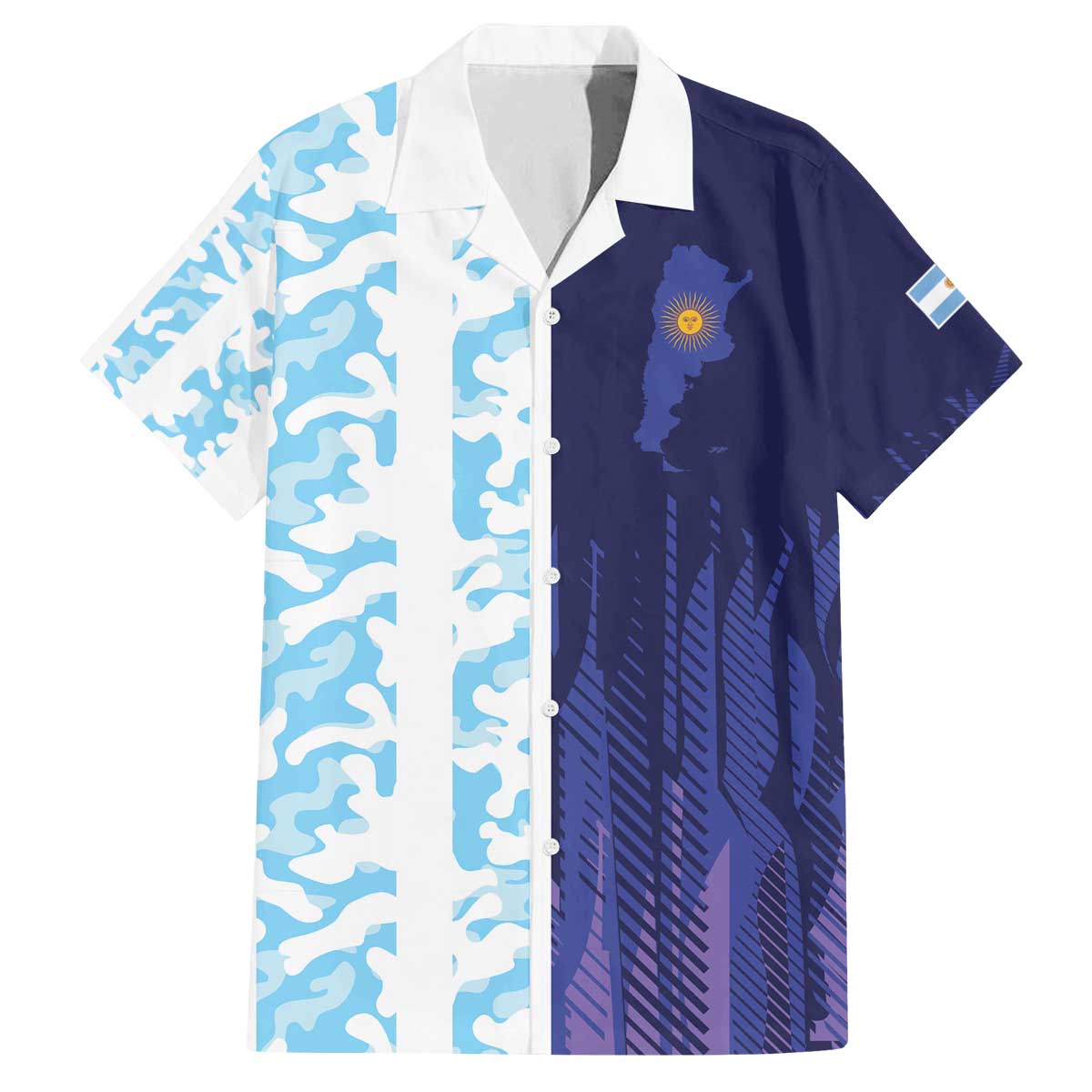 Argentina Football Custom Family Matching Off The Shoulder Long Sleeve Dress and Hawaiian Shirt Vamos La Albiceleste Half Version