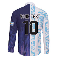 Argentina Football Custom Family Matching Off The Shoulder Long Sleeve Dress and Hawaiian Shirt Vamos La Albiceleste Half Version