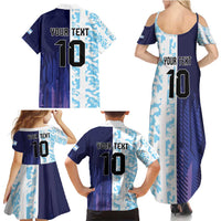 Argentina Football Custom Family Matching Summer Maxi Dress and Hawaiian Shirt Vamos La Albiceleste Half Version
