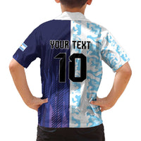 Argentina Football Custom Family Matching Tank Maxi Dress and Hawaiian Shirt Vamos La Albiceleste Half Version