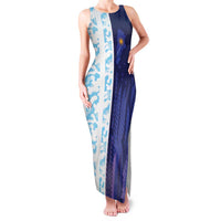 Argentina Football Custom Family Matching Tank Maxi Dress and Hawaiian Shirt Vamos La Albiceleste Half Version