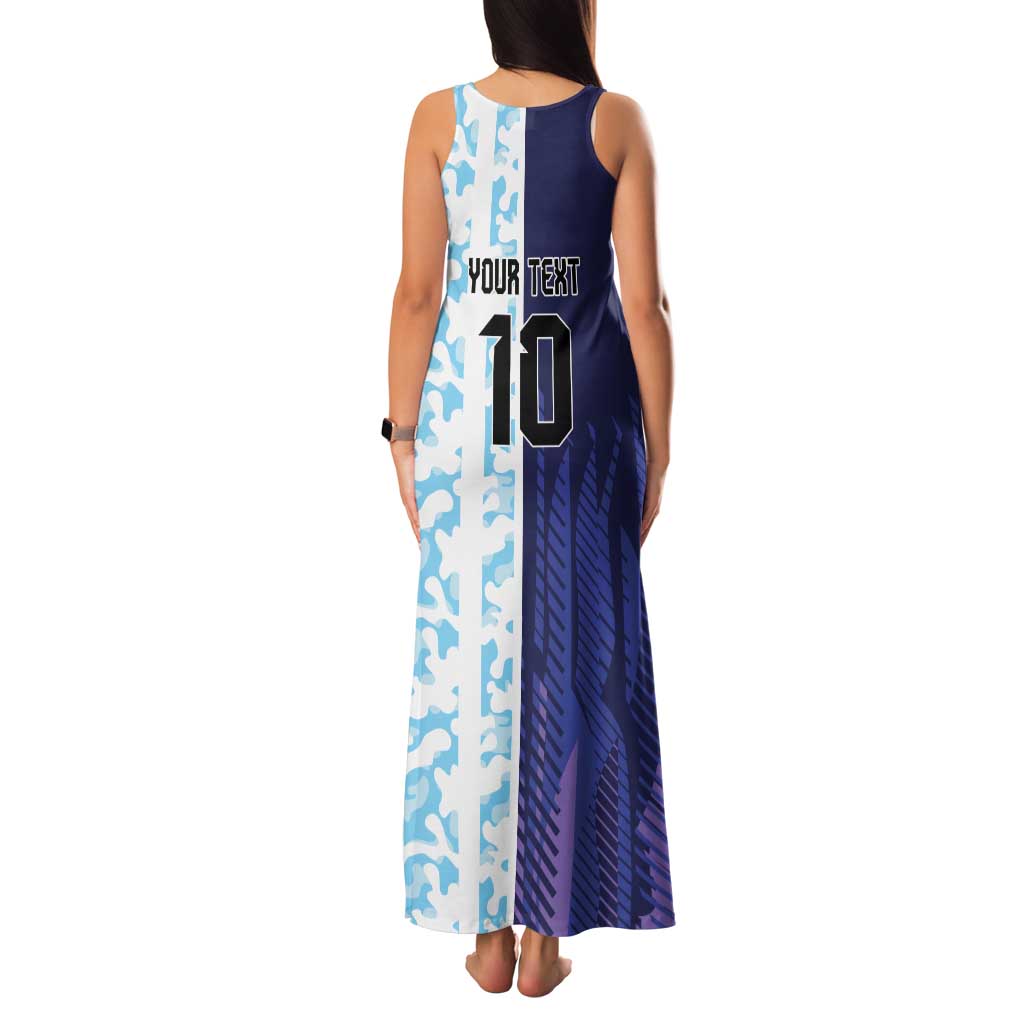 Argentina Football Custom Family Matching Tank Maxi Dress and Hawaiian Shirt Vamos La Albiceleste Half Version