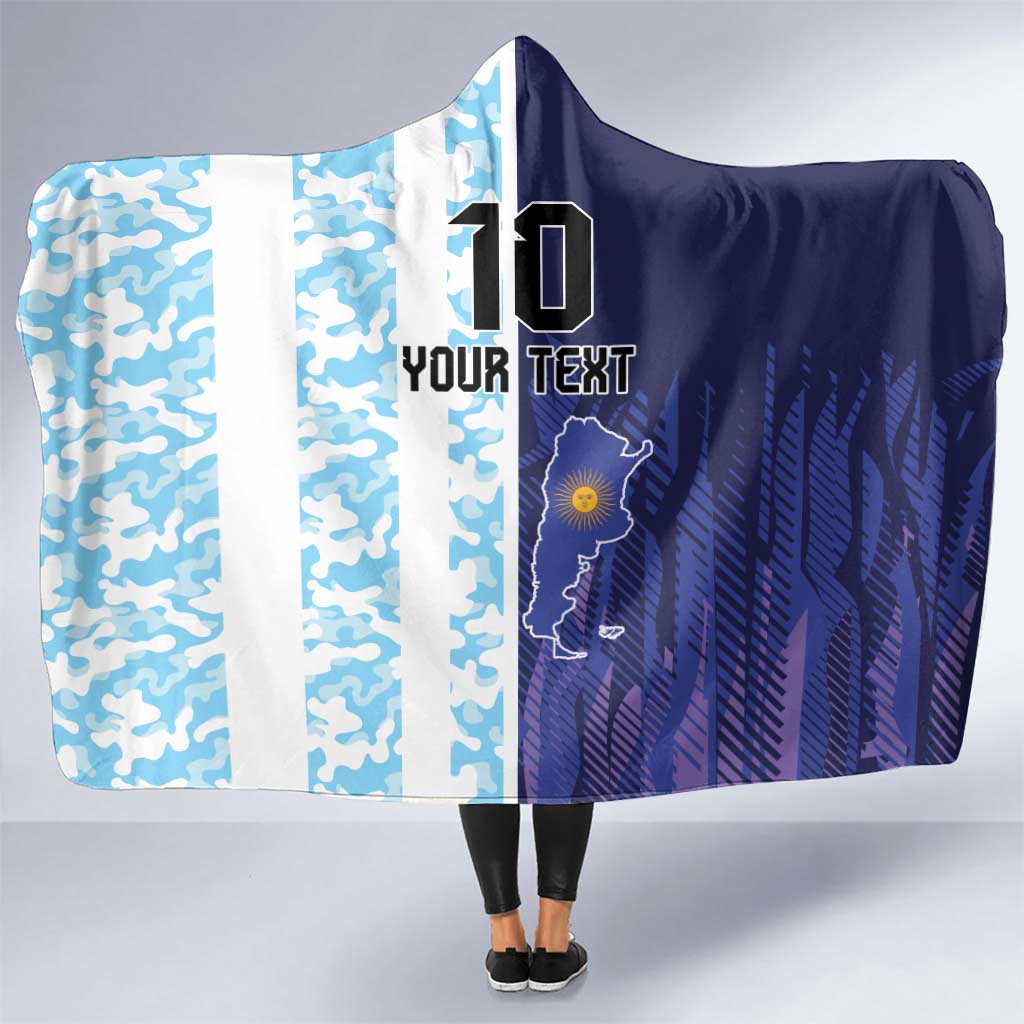 Argentina Football Custom Hooded Blanket Vamos La Albiceleste Half Version