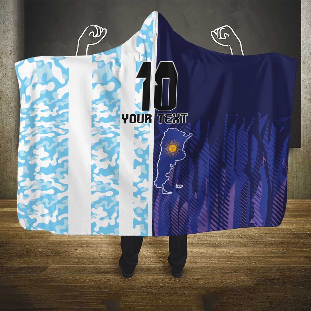 Argentina Football Custom Hooded Blanket Vamos La Albiceleste Half Version
