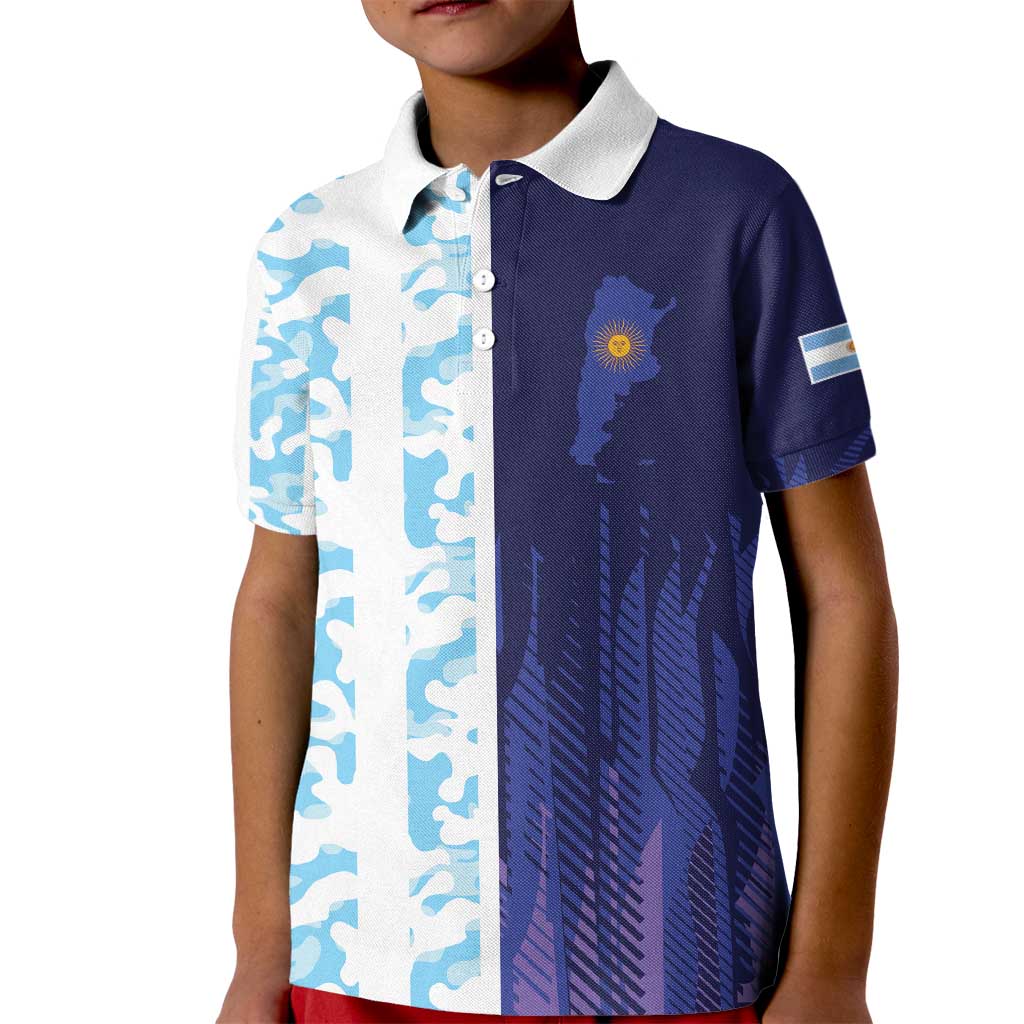 Argentina Football Custom Kid Polo Shirt Vamos La Albiceleste Half Version