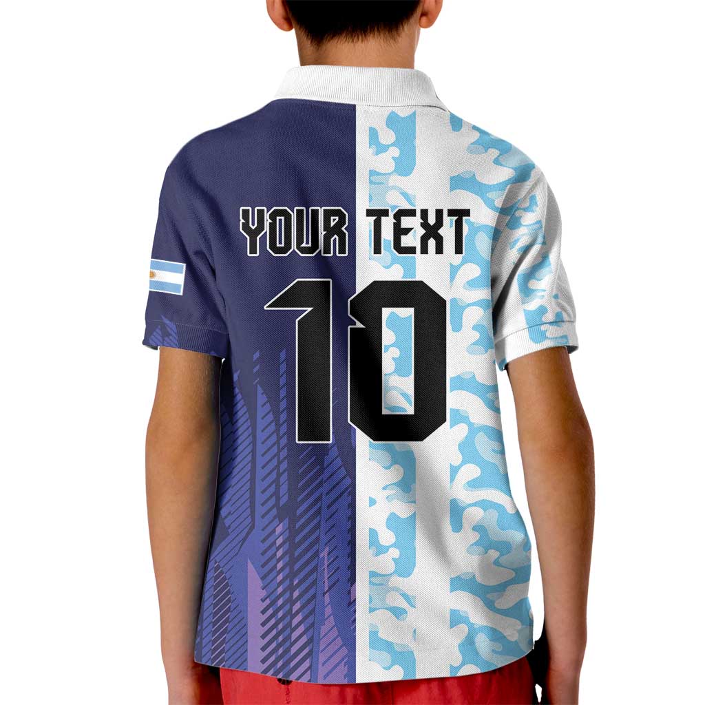 Argentina Football Custom Kid Polo Shirt Vamos La Albiceleste Half Version