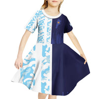Argentina Football Custom Kid Short Sleeve Dress Vamos La Albiceleste Half Version