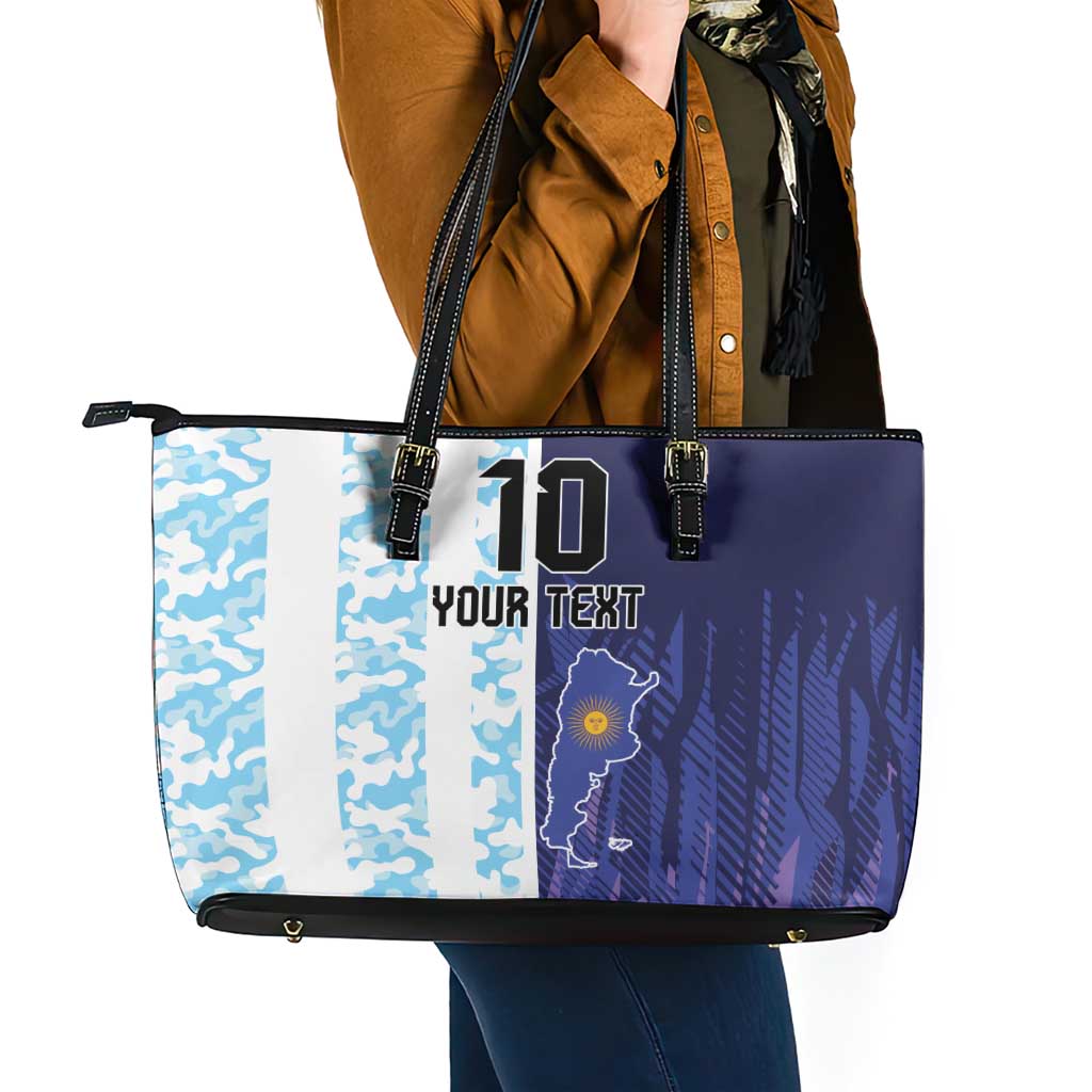 Argentina Football Custom Leather Tote Bag Vamos La Albiceleste Half Version