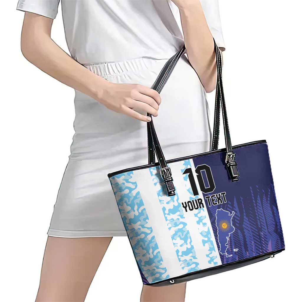 Argentina Football Custom Leather Tote Bag Vamos La Albiceleste Half Version