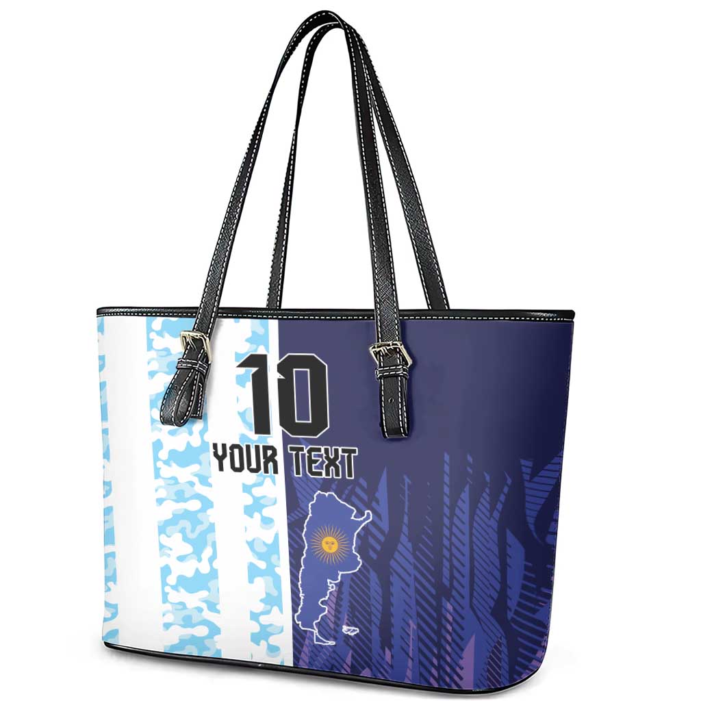 Argentina Football Custom Leather Tote Bag Vamos La Albiceleste Half Version