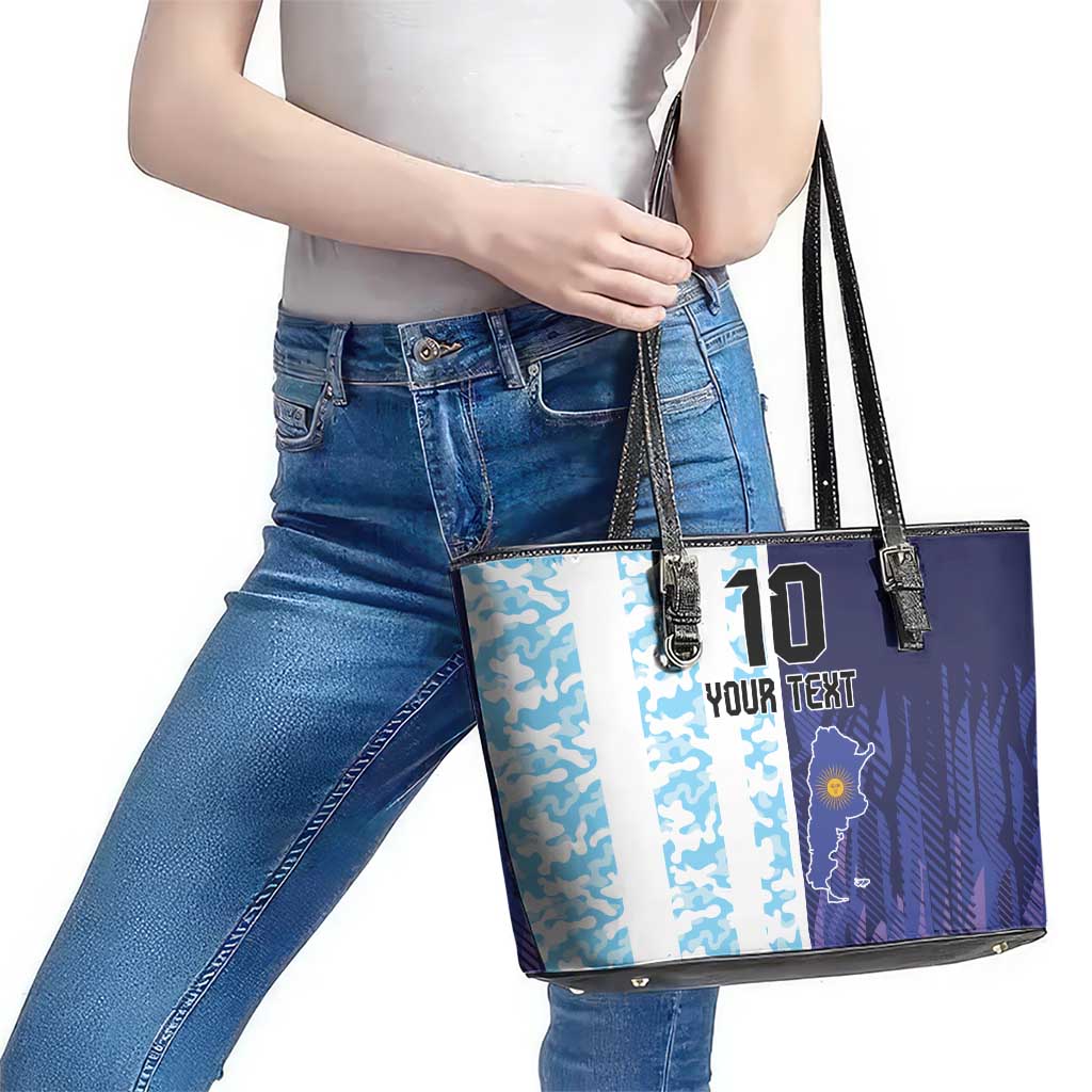 Argentina Football Custom Leather Tote Bag Vamos La Albiceleste Half Version