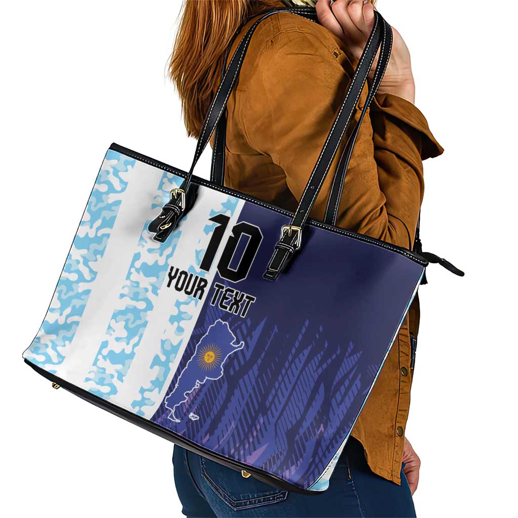 Argentina Football Custom Leather Tote Bag Vamos La Albiceleste Half Version