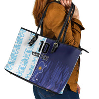 Argentina Football Custom Leather Tote Bag Vamos La Albiceleste Half Version