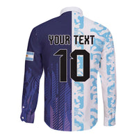 Argentina Football Custom Long Sleeve Button Shirt Vamos La Albiceleste Half Version
