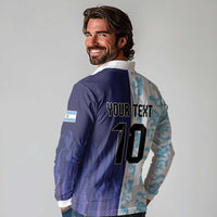 Argentina Football Custom Long Sleeve Polo Shirt Vamos La Albiceleste Half Version