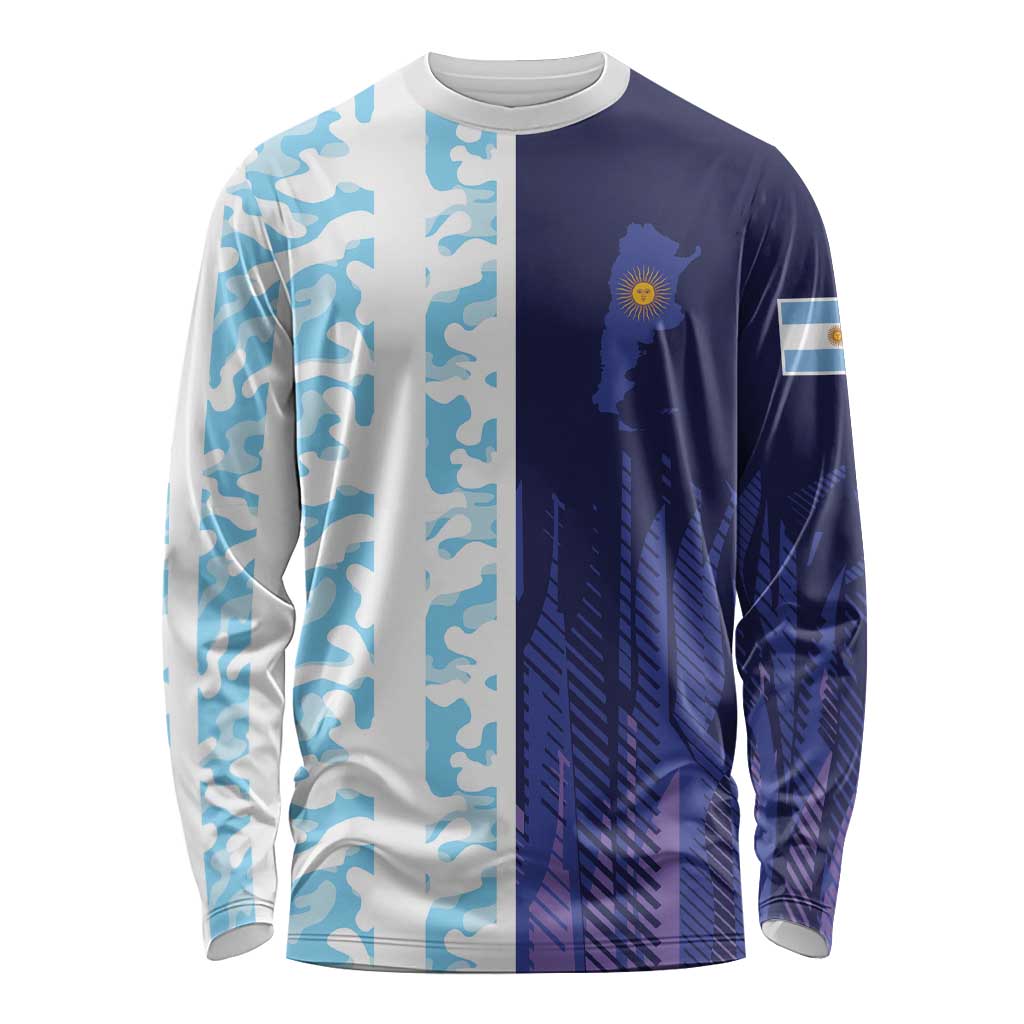 Argentina Football Custom Long Sleeve Shirt Vamos La Albiceleste Half Version