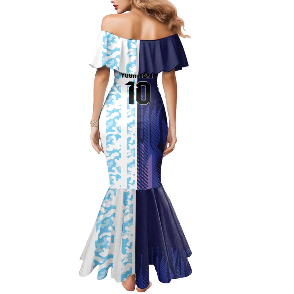 Argentina Football Custom Mermaid Dress Vamos La Albiceleste Half Version